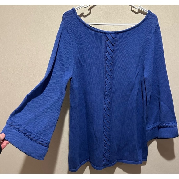 Soft Surroundings Womens Cable Accents Pullover Sweater Size Small - Cobalt Blue - Picture 3 of 5